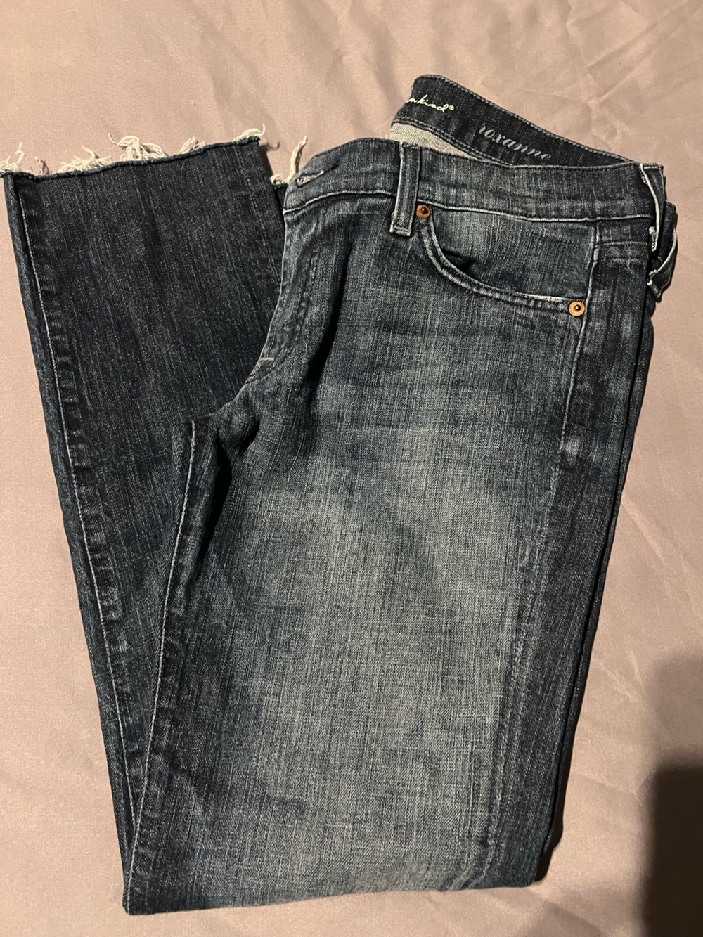 7 For All Mankind Women's Dark Blue Cropped Ankle Jeans